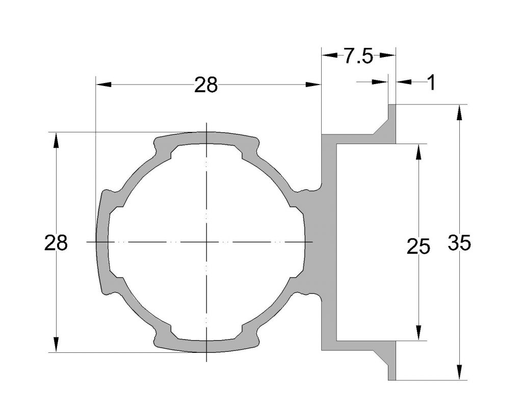 28mm Alum Pipe Slotted Fully Flanged 4M - C Tek Lean Solutions, Inc.